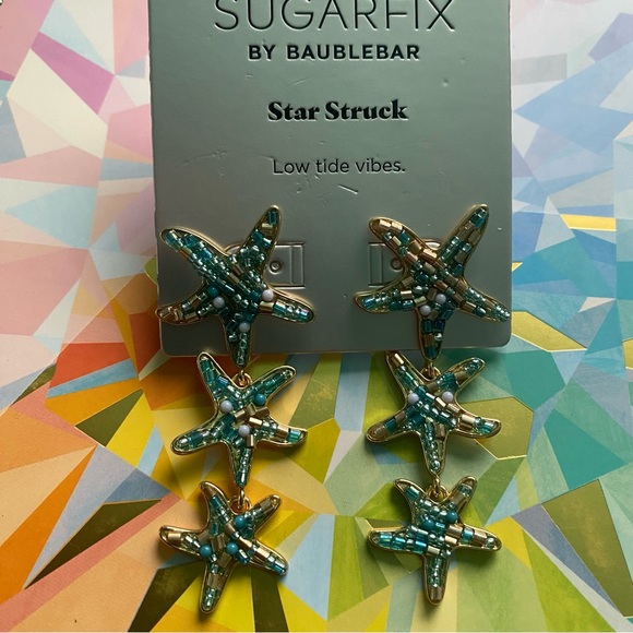 SUGARFIX BaubleBar 'Star of the Show' Earrings Starfish Seastars Fish Beaded NWT - Picture 8 of 10